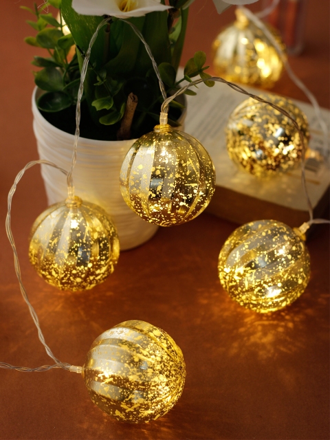 

Aesthetic Home Solutions Transparent & Gold-Toned Printed Wall or Ceiling String Lights