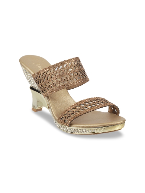 

Metro Women Muted Gold-Toned & Bronze-Toned Embellished Heels