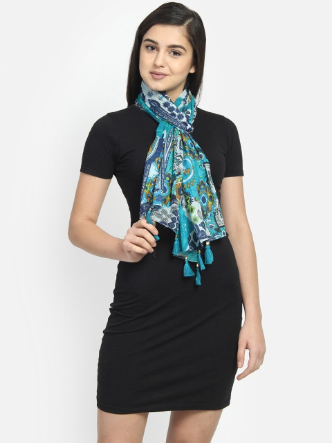 

Anekaant Women Blue & Off-White Printed Stole