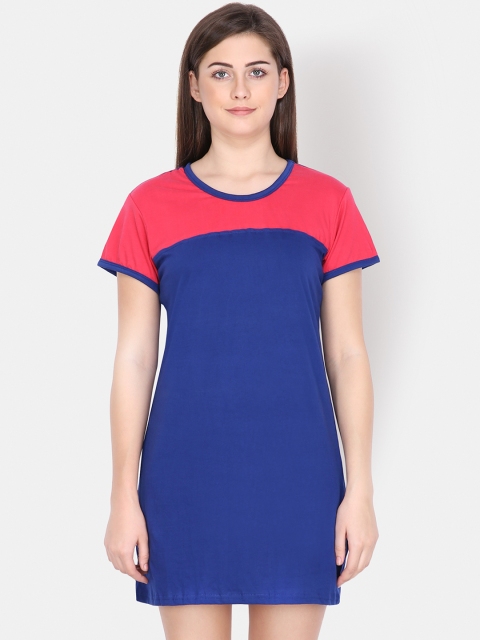 

Klamotten Blue & Red Colourblocked Sleep Shirt