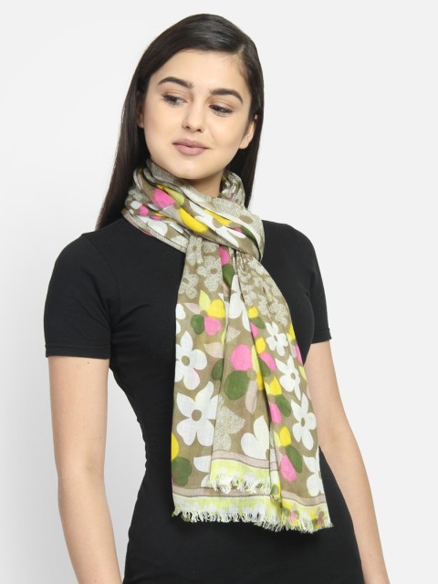 

Anekaant Women Green & White Printed Stole