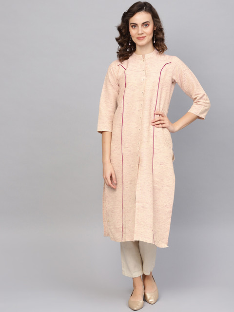 

Jompers Women Purple & White Solid Kurta with Trousers