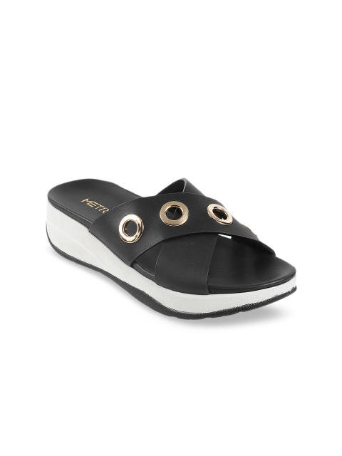 

Metro Women Black & White Solid Sandals