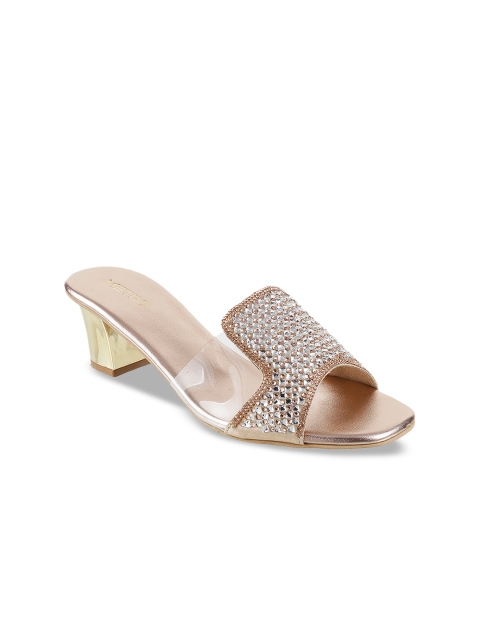 

Metro Women Bronze-Toned & Transparent Embellished Heels