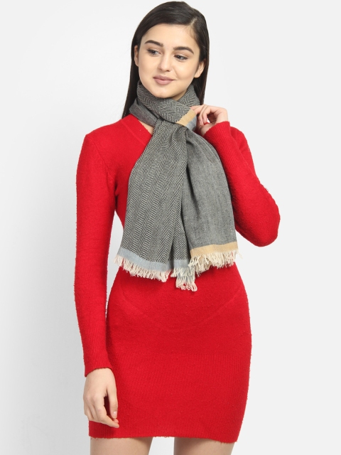 

Anekaant Women Charcoal Grey Woven Design Stole