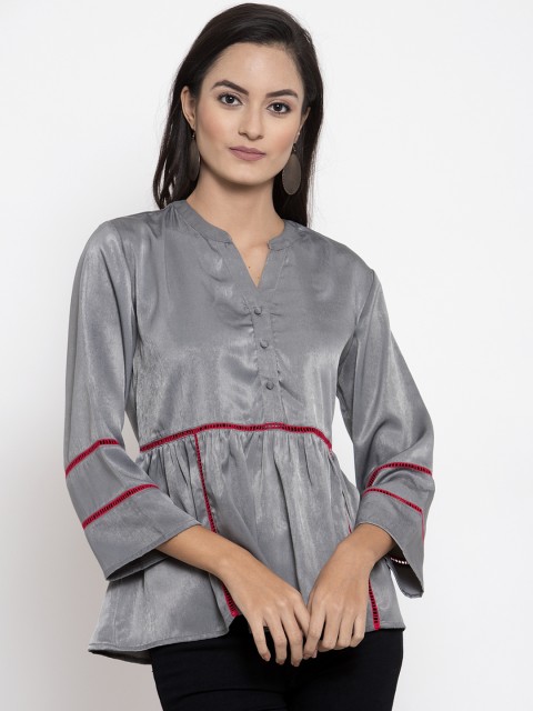 

Molly & Michel Women Grey Solid Top
