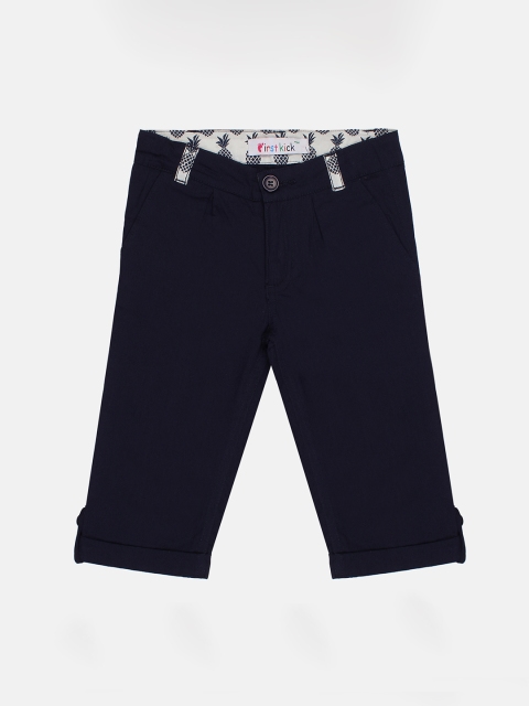 

First Kick Girls Navy Blue Straight Fit Solid Regular Trousers