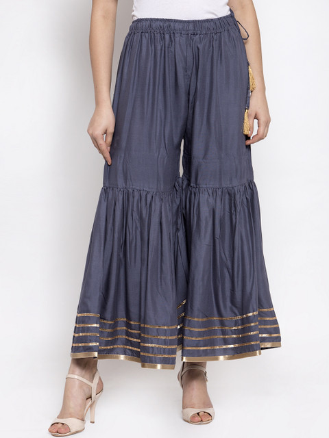 

TAG 7 Women Grey Hem Design Flared Sharara