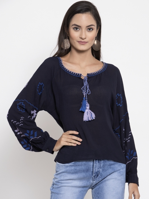 

Molly & Michel Women Blue Printed Top