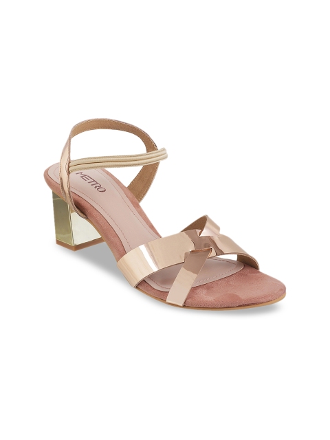 

Metro Women Bronze-Toned & Mauve Solid Sandals