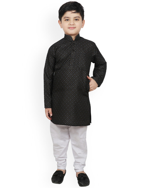 

SG YUVRAJ Boys Black & Brown Printed Kurta with Pyjamas