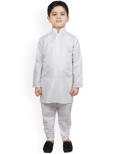 

SG YUVRAJ Boys White & Blue Printed Kurta with Pyjamas