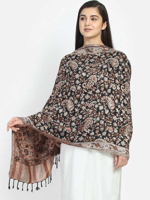 

Anekaant Women Black & Brown Paisley Patterned Shawl