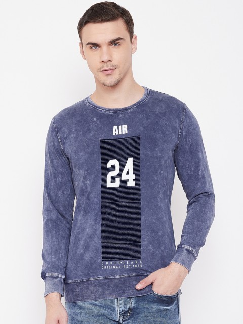 

Duke Men Blue Printed Round Neck T-shirt