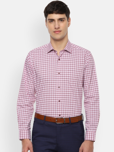 

Van Heusen Men Pink & White Regular Fit Checked Formal Shirt