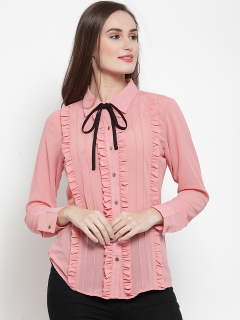 

armure Women Pink Solid Regular Fit Casual Shirt