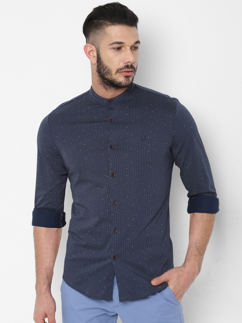 

Allen Solly Men Navy Blue & White Slim Fit Printed Casual Shirt