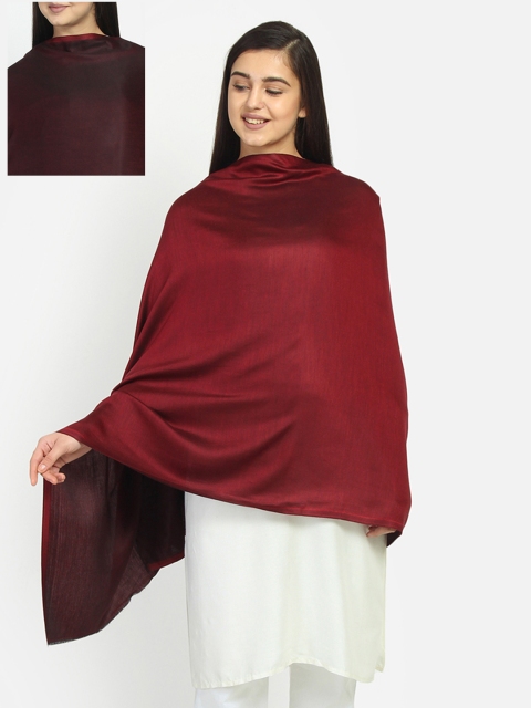 

Anekaant Women Maroon & Burgundy Solid Reversible Shawl