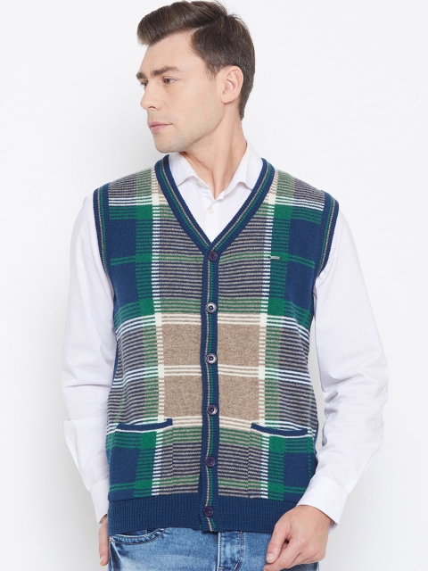 

Duke Men Blue Checked Woolen Sweater Vest
