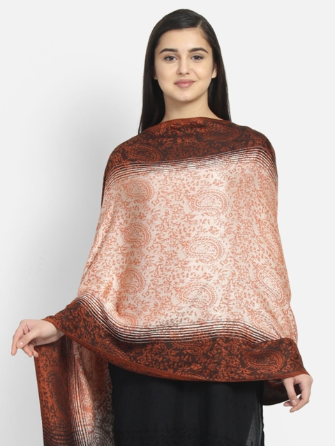 

Anekaant Women Peach-Coloured & Brown Woven Design Shawl, Rust