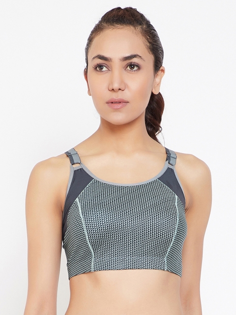 

Clovia Green Printed Low Impact Non-Wired Non Padded Sports Bra BR1434P11XXL