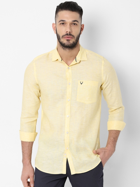 

Allen Solly Men Yellow Slim Fit Pure Linen Solid Casual Shirt