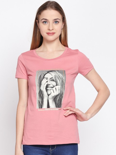

Honey by Pantaloons Women Pink Printed Round Neck T-shirt