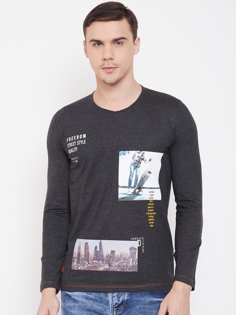 

Duke Men Grey & Off-White Printed Round Neck T-shirt