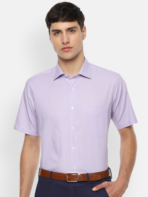 

Van Heusen Men Lavender & White Regular Fit Checked Formal Shirt