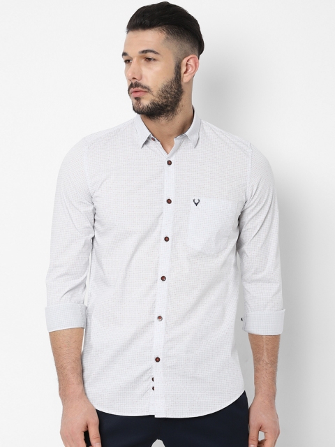 

Allen Solly Men Grey & White Slim Fit Checked Casual Shirt