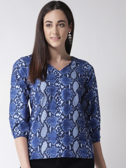 

plusS Women Blue Snake Print Top