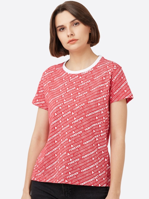 

Free Authority Women Red Mickey and Friends Printed T-shirt