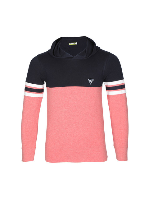 

HELLCAT Boys Pink Colourblocked Hooded T-shirt