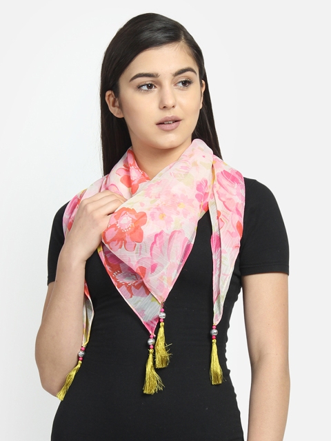 

Anekaant Women Off-White & Pink Printed Scarf