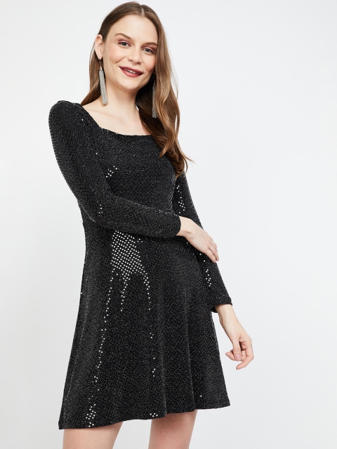 

Ginger by Lifestyle Women Black Embellished Fit and Flare Dress