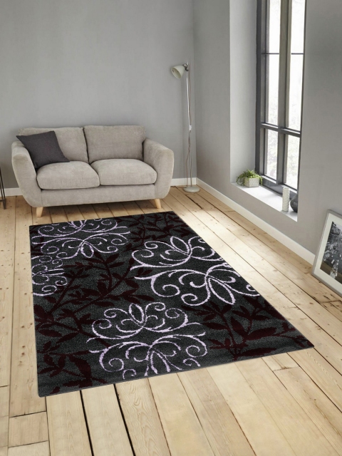 

PRESTO Grey & Purple Printed Heavy Shaggy Anti-Skid Carpet