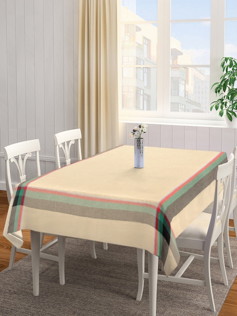 

KLOTTHE Beige & Green Colour-Blocked Rectangular Cotton Table Cover