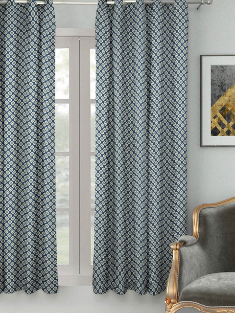 

HOUZZCODE Green Printed Single Curtain