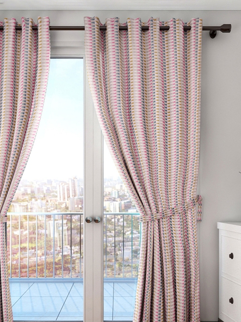 

HOUZZCODE Pink Printed Single Curtain