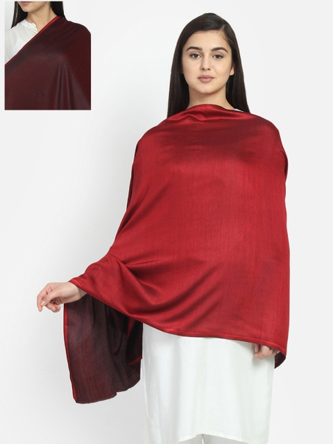 

Anekaant Women Red & Burgundy Solid Reversible Shawl
