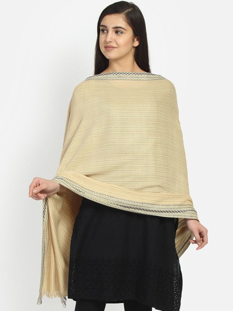 

Anekaant Women Beige Striped Stole