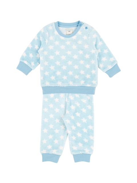 

Pantaloons Baby Infant Blue & White Printed Sweatshirt with Trousers