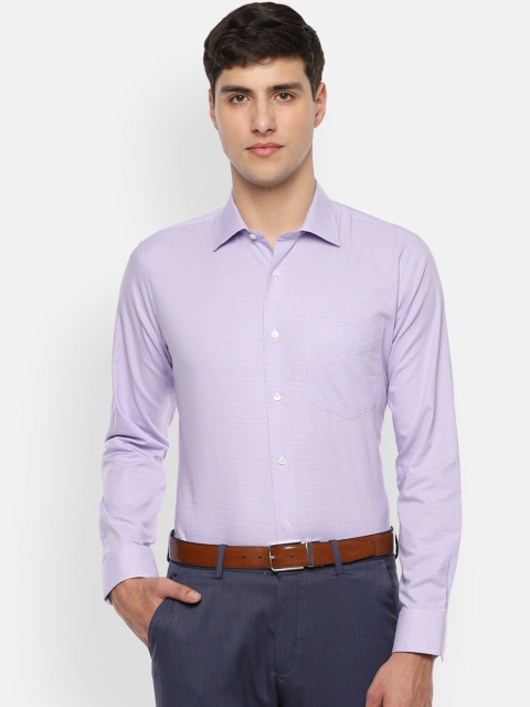 

Van Heusen Men Lavender & White Slim Fit Checked Formal Shirt