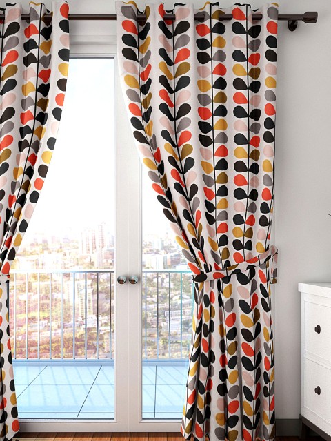 

HOUZZCODE Off-White Printed Single Curtain