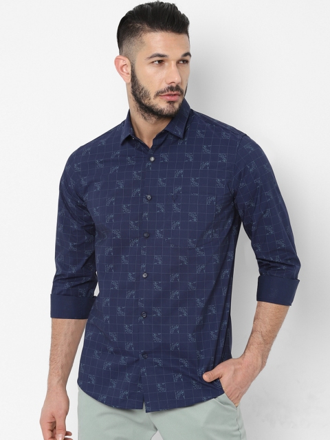 

Allen Solly Men Navy Blue Slim Fit Checked Casual Shirt