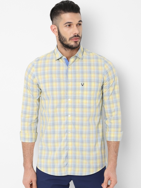 

Allen Solly Men Yellow & Blue Slim Fit Checked Casual Shirt