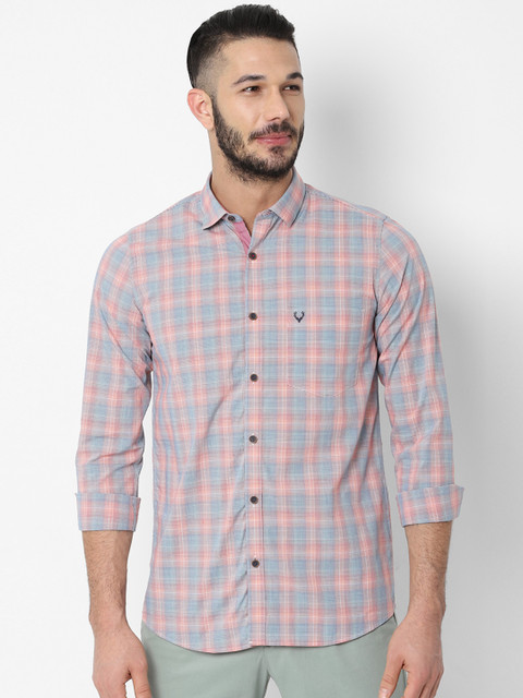 

Allen Solly Men Blue & Pink Slim Fit Checked Casual Shirt
