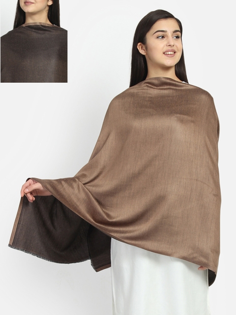 

Anekaant Women Brown & Grey Solid Reversible Shawl