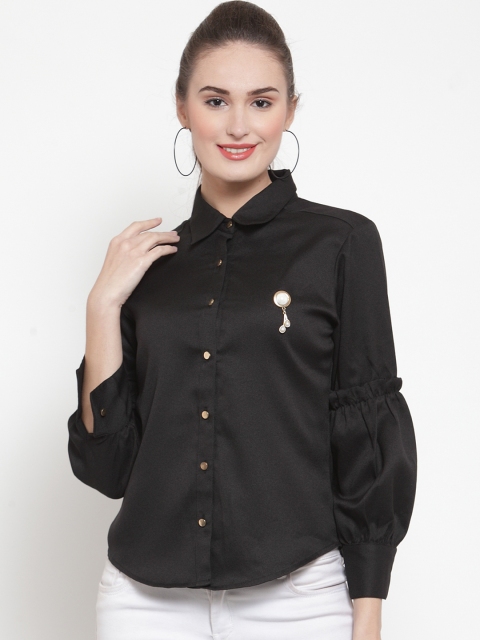 

armure Women Black Solid Regular Fit Casual Shirt