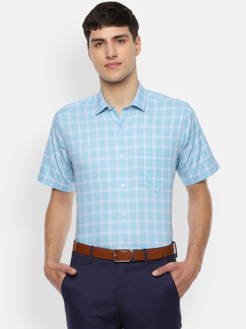 

Van Heusen Men Blue & White Regular Fit Checked Formal Shirt